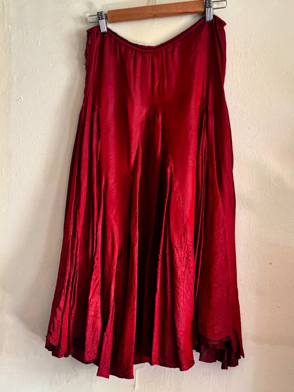 FLASH SALE only 8/15-8/16 Vintage Free People Dark Red A-Line Flowy Midi Skirt - Picture 8 of 13